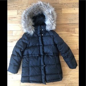 Down Puffer Coat With Detachable Faux Fur